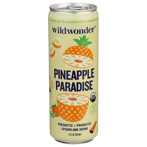 Wildwonder Prebiotic + Probiotic Sparkling Drink (12 fl oz) (pineapple paradise)