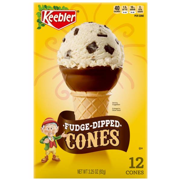 Keebler Fudge Dipped Cone 12Ct