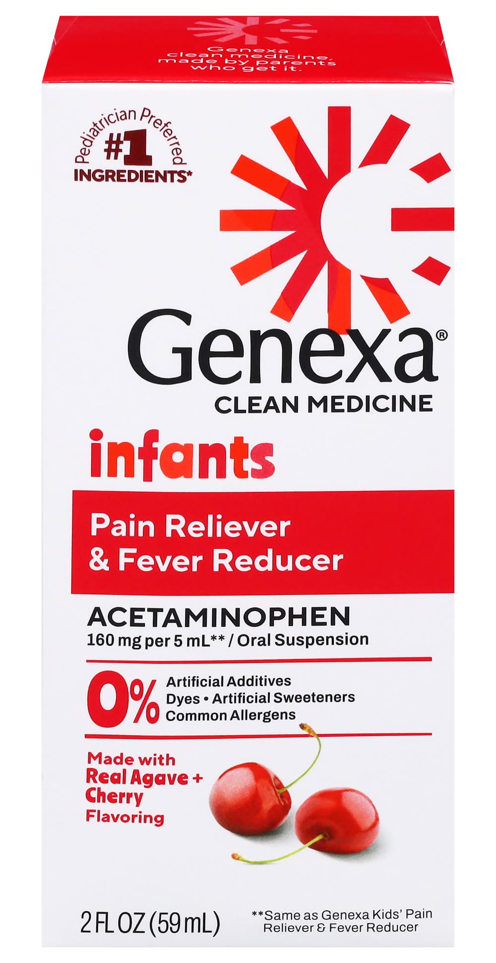 Genexa Infants' Pain & Fever Reducer Oral Suspension, Cherry (2 fl oz)