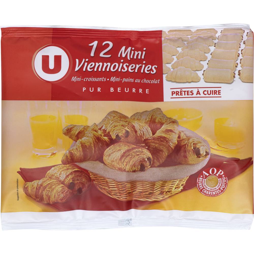 U - Mini viennoiseries pur beurre prêt a cuire  (12 pièces)