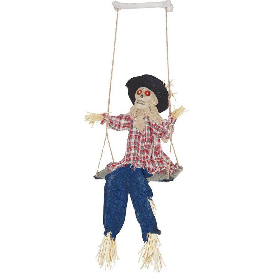 Animated Scarecrow Skeleton on a Swing, 3.5ft