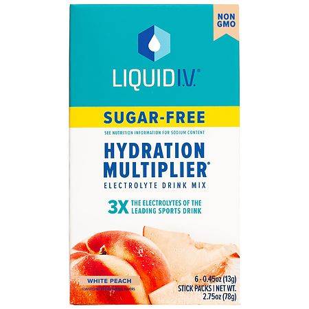 Liquid I.V. Hydration Multiplier - Sugar Free Electrolyte Drink Mix White Peach, 6ct - 0.45 oz x 6 pack