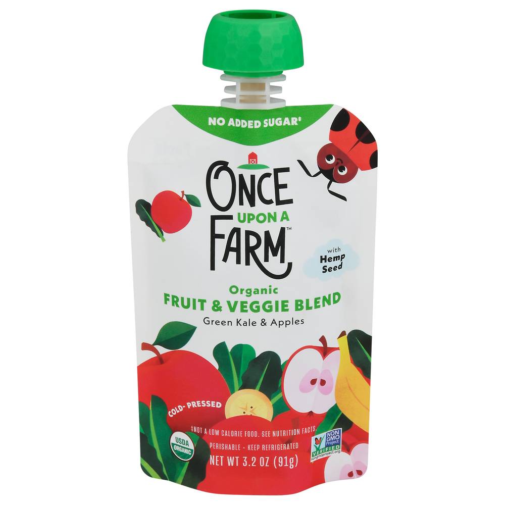 Once Upon a Farm Organic Fruit & Veggie Blend, Green Kale & Apples (3.2 oz)