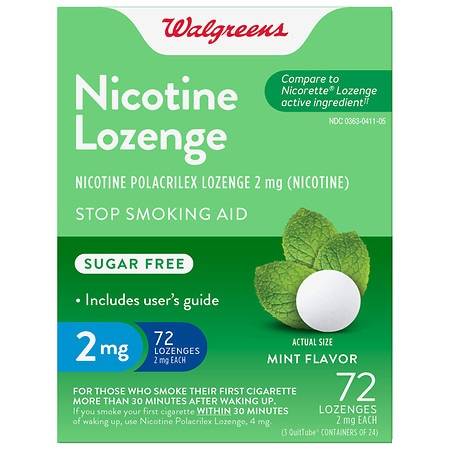 Walgreens Stop Smoking Aid Mint Nicotine Polacrilex Lozenge 2 mg (72 ct)
