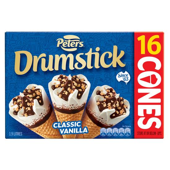 Peters Drumstick Classic Vanilla Ice Cream16 pack 1.9L