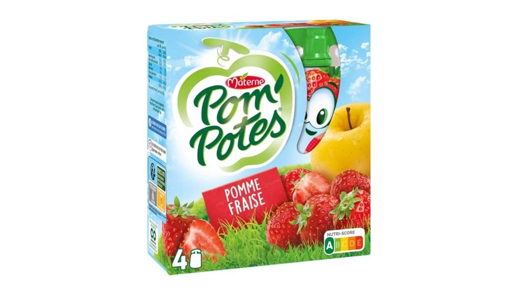 Materne - Pom' potes compotes en gourde pomme fraise (4 pièces)