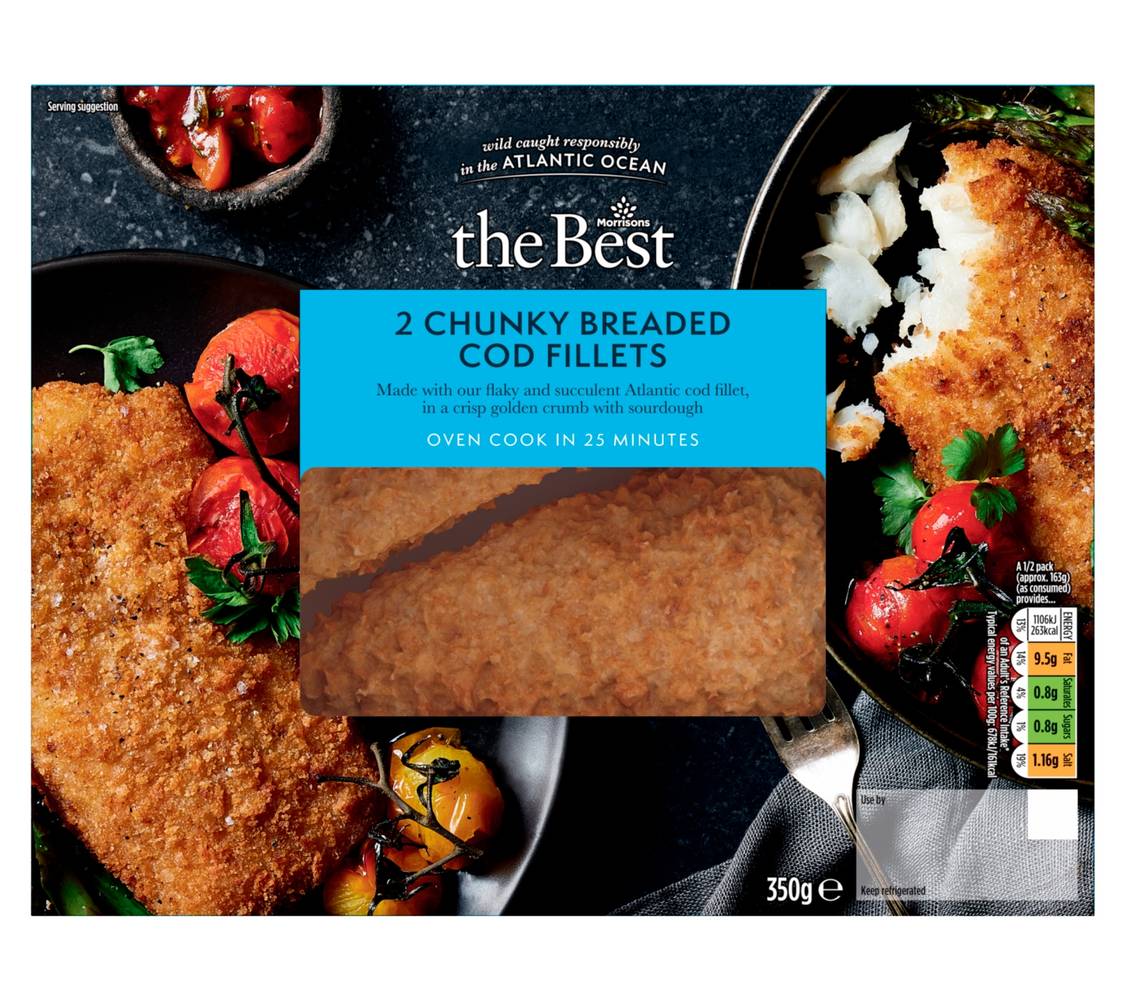 Morrisons The Best Skinless & Boneless Breaded Chunky Cod Fillets (2 pack)