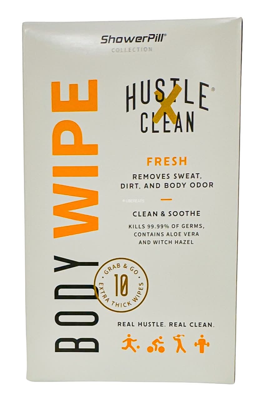 Hustle Clean Showerpill Body Wipes (10 ct)