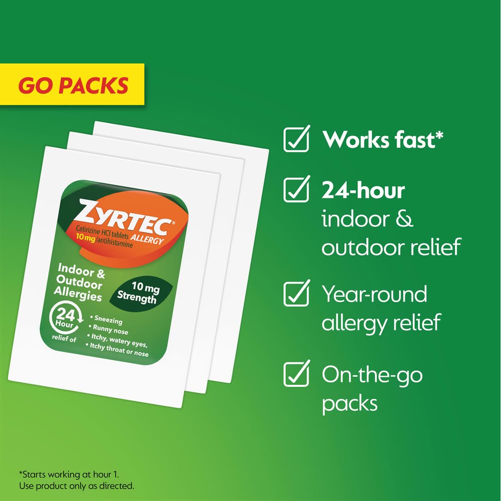 Zyrtec Cetirizine Allergy Relief Tablets 10 mg - Delivery in Under