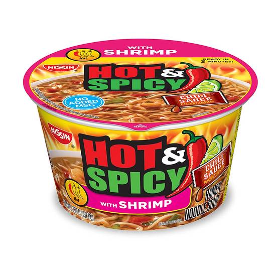 Nissin Hot & Spicy Ramen Noodle Soup, Shrimp