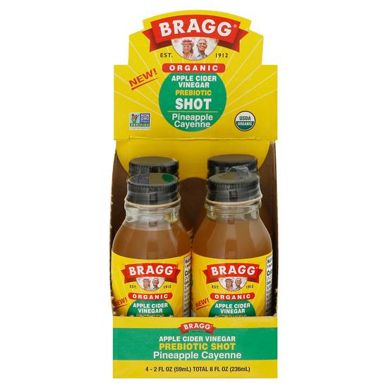 Bragg Organic Shot Pineapple Cayenne Apple Cider Vinegar (4 ct)