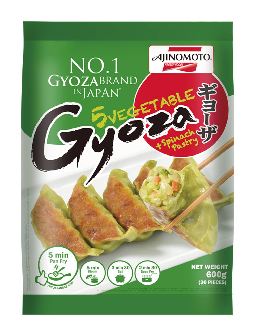 AJINOMOTO 5 Vegetable Gyoza With Spinach Pastry 600g