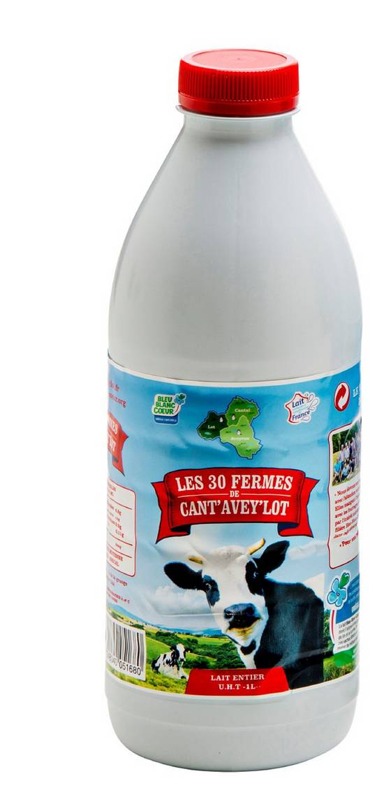 Lait Entier UHT, Bouteille 1L