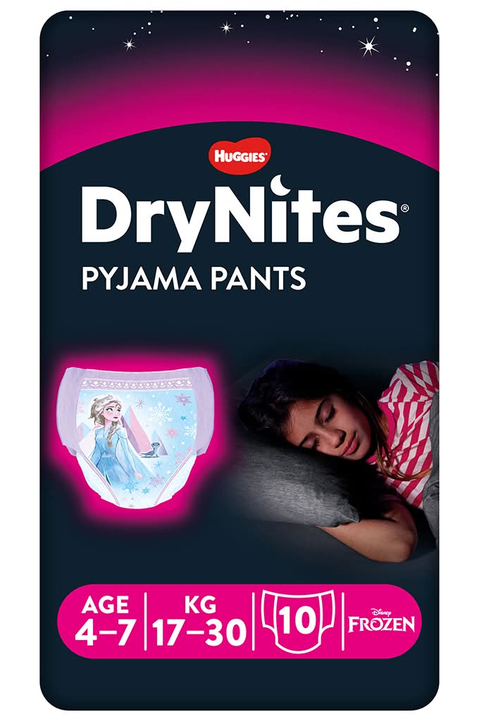 Huggies - Fralda cueca Drynites para Menina 4 a 7 Anos, 10 unidades