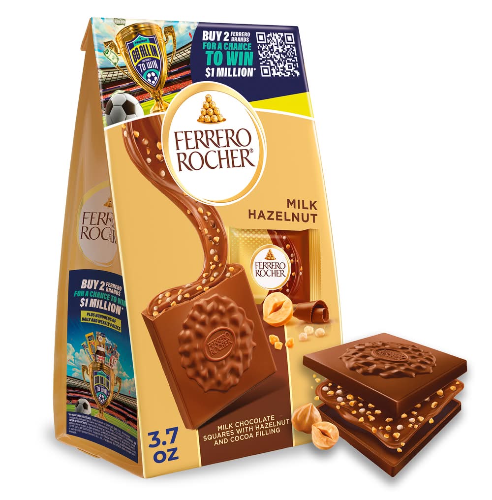 Ferrero Rocher Squares Chocolate Bars, Milk Hazelnut (3.7 oz, 10 ct)