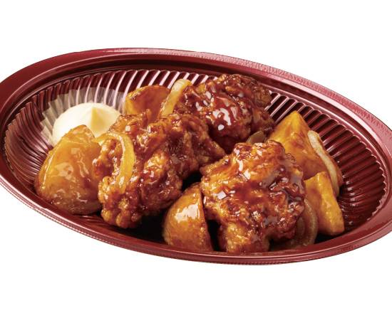 ★おかず 鶏唐とじゃが芋の照りマヨ Deep-fried chicken and potato with teriyaki mayo