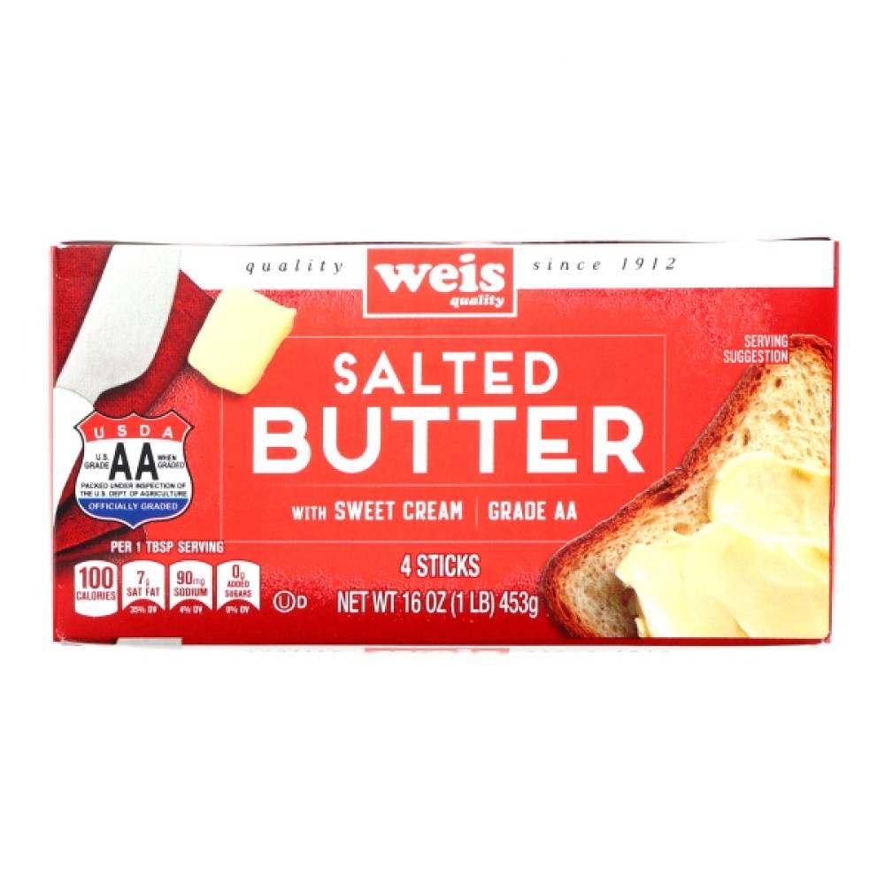 Weis Salted Butter With Sweet Cream (16 oz, 4 ct)