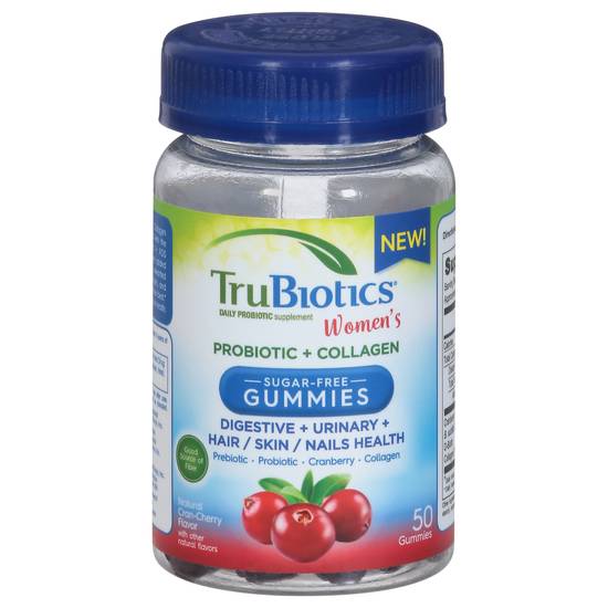 Trubiotics Women's Natural Cran-Cherry Flavor Frobiotic + Collagen Gummies