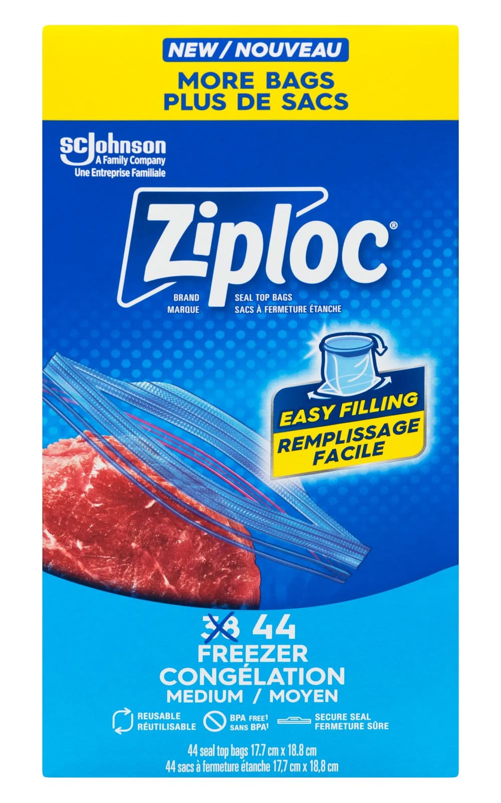 Ziploc Grip'n Seal Freezer Bags, Medium (38 ct)