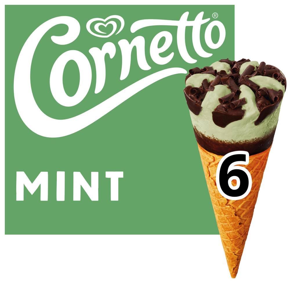 Cornetto Mint Ice Cream Cones 6x90ml