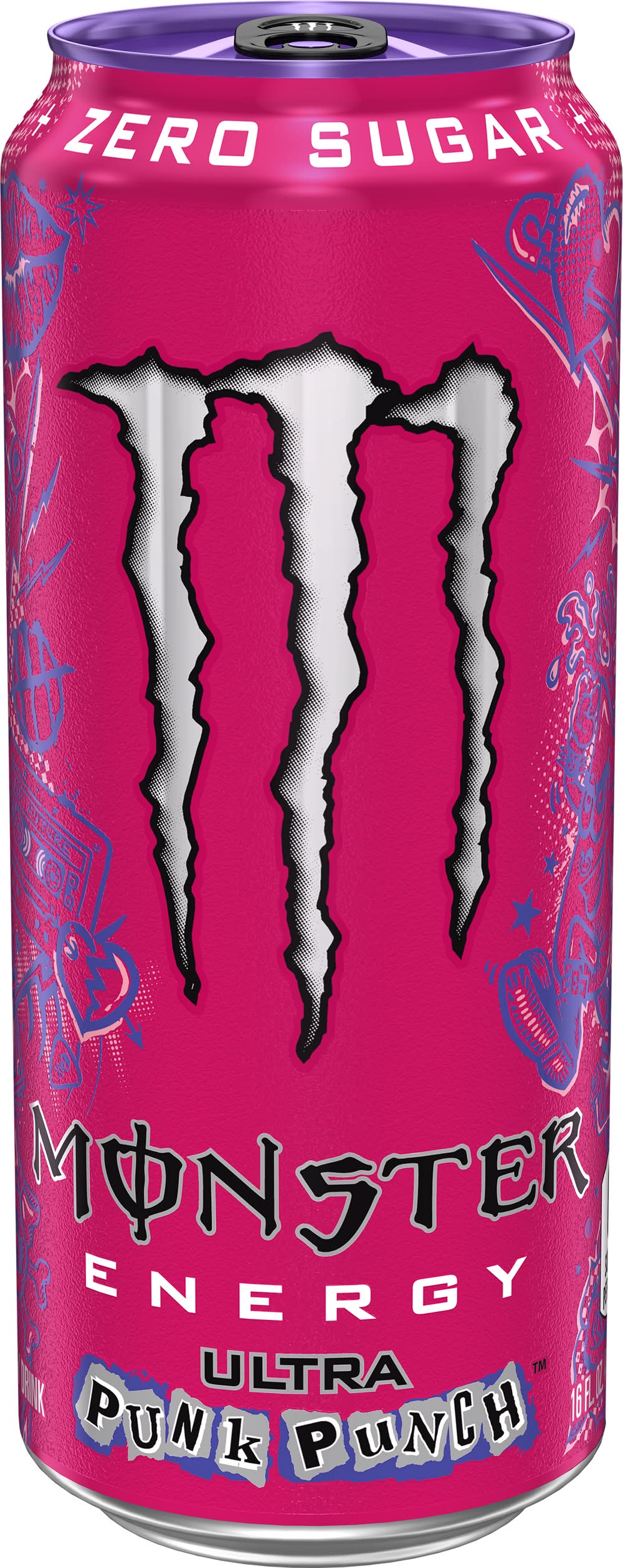 Monster Ultra Zero Sugar Energy Drink, Punk Punch (16 fl oz)