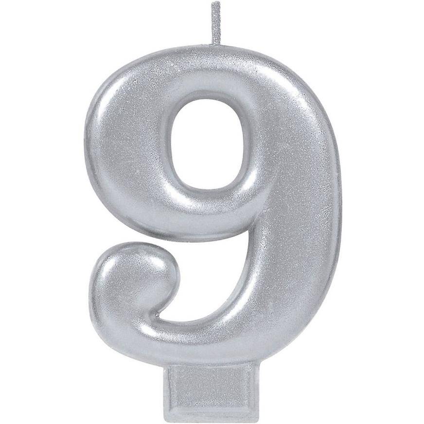 Party City Number 9 Birthday Candle (silver )