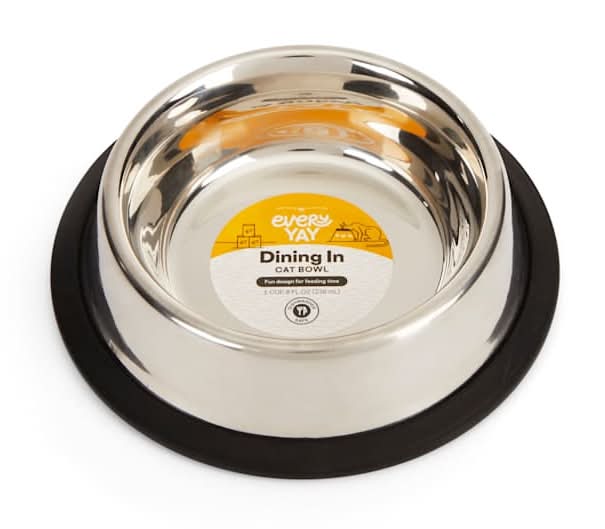 EveryYay Dining in Brushed Stainless Steel No-Tip Cat Bowl