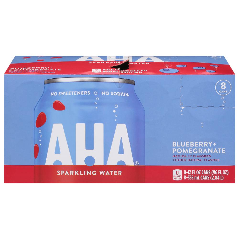 AHA Sparkling Water, Blueberry + Pomegranate (8 x 12 fl oz)