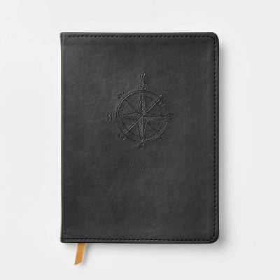 Threshold Ruled Journal Faux Leather Compass, 8" x 6", Black