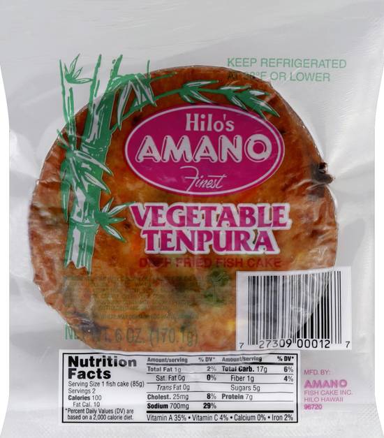 Hilo's Amano Vegetable Tenpura Deep Fried Fish Cake (6 oz)