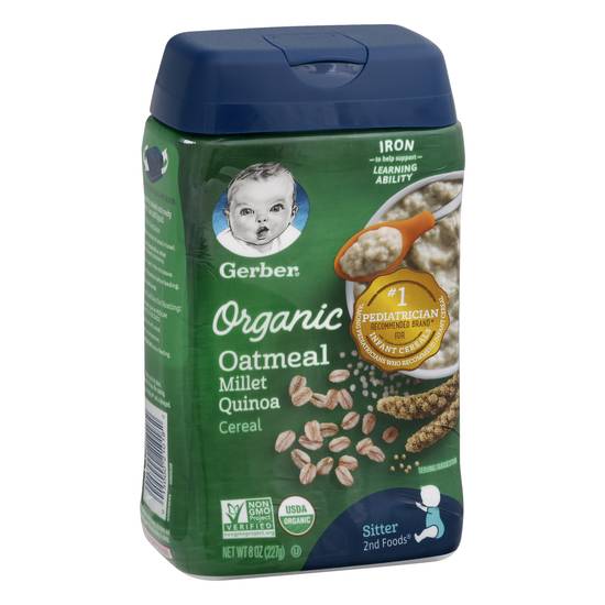 Gerber organic oatmeal hot sale millet quinoa cereal