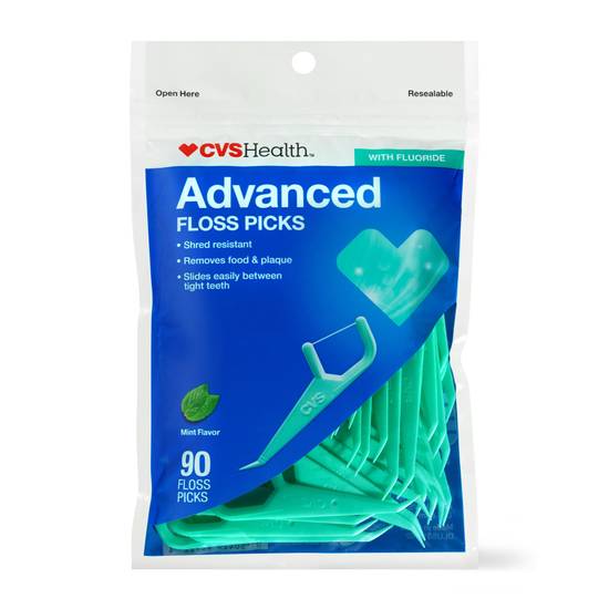 CVS Health Advanced Floss Picks, Mint, 90 CT