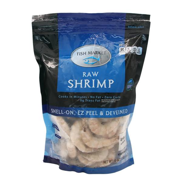 Fish Market Raw Shrimp 51-60 Count Raw Shell-On