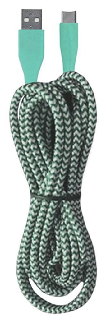 Wireless Gear Usb To Usb-C Cable, 6 ft, Green-White