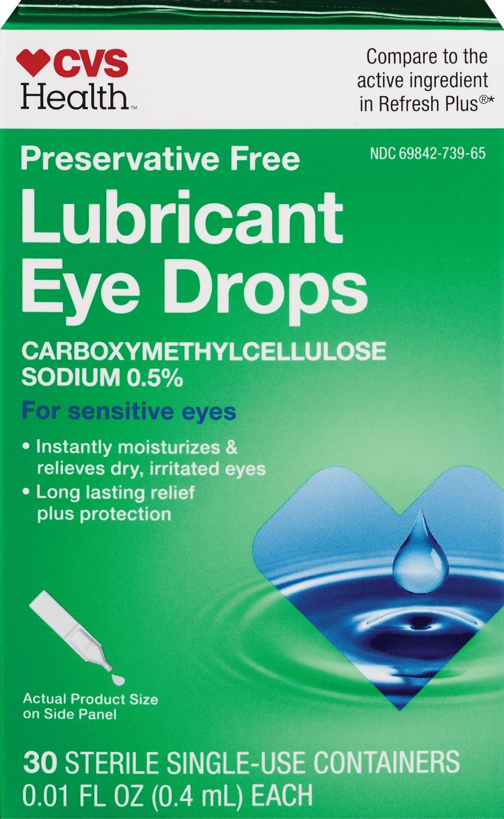 CVS Health Preservatice Free Lubricant Eye Drops Sensitive Solution, 0.4mL