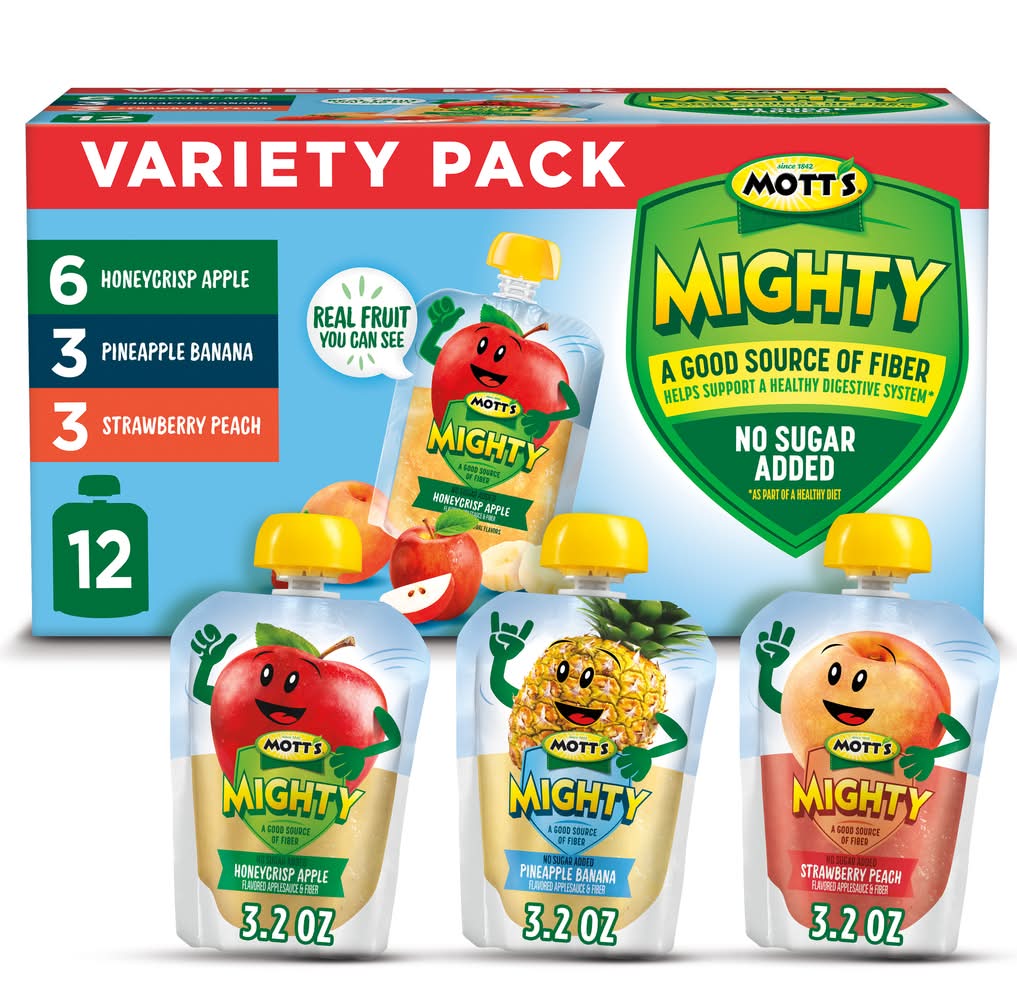 Mott's Mighty Applesauce Variety pack, Assorted (3.2 oz, 12 ct)