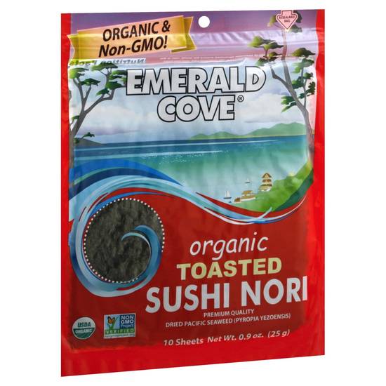 Organic Pacific Sushi Nori Emerald Cove 10 sheets