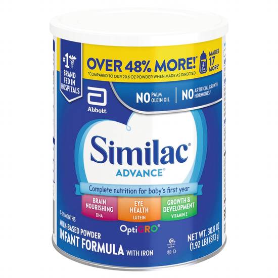 Similac Birth-12 Months Advance Infant Formula With Iron (1.9 lbs)