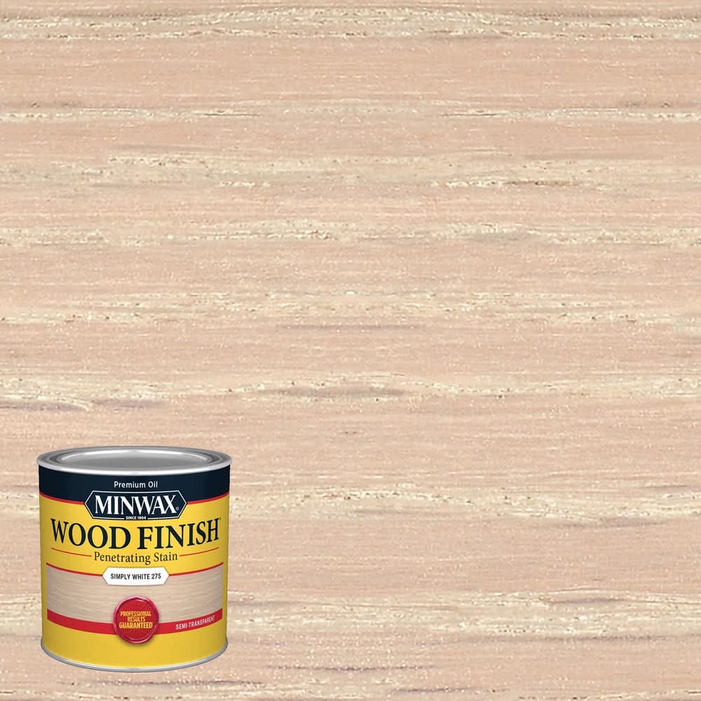 Minwax Wood Finish Semi-Transparent Simply White Oil-Based Penetrating Wood Finish 1/2 Pt