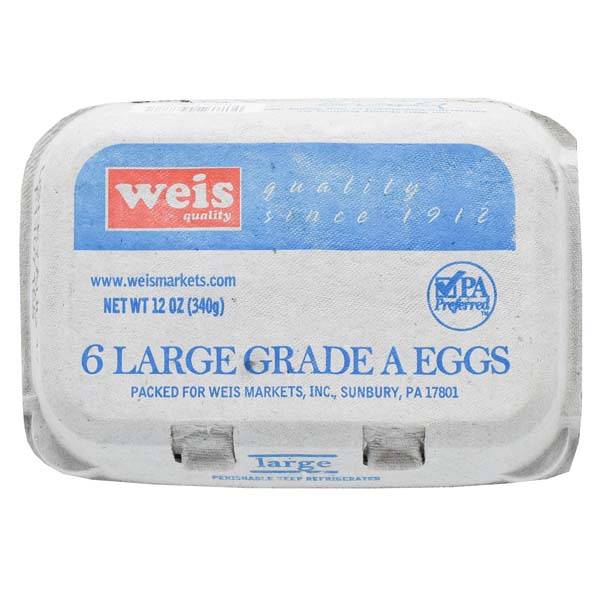 Weis Grade a Eggs, Large (12 oz, 6 ct)