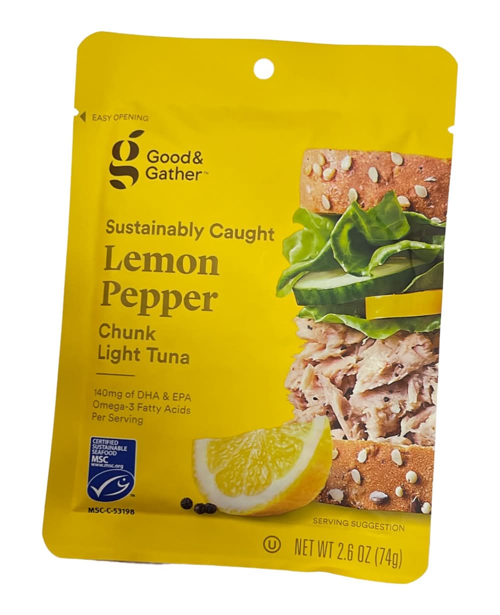 Good & Gather Albacore Chunk White Tuna in Water, Lemon - Pepper (2.6 oz)