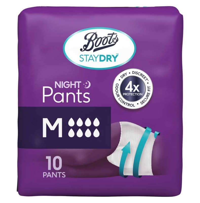 Boots Medium, Staydry Night Pants (10 pack)