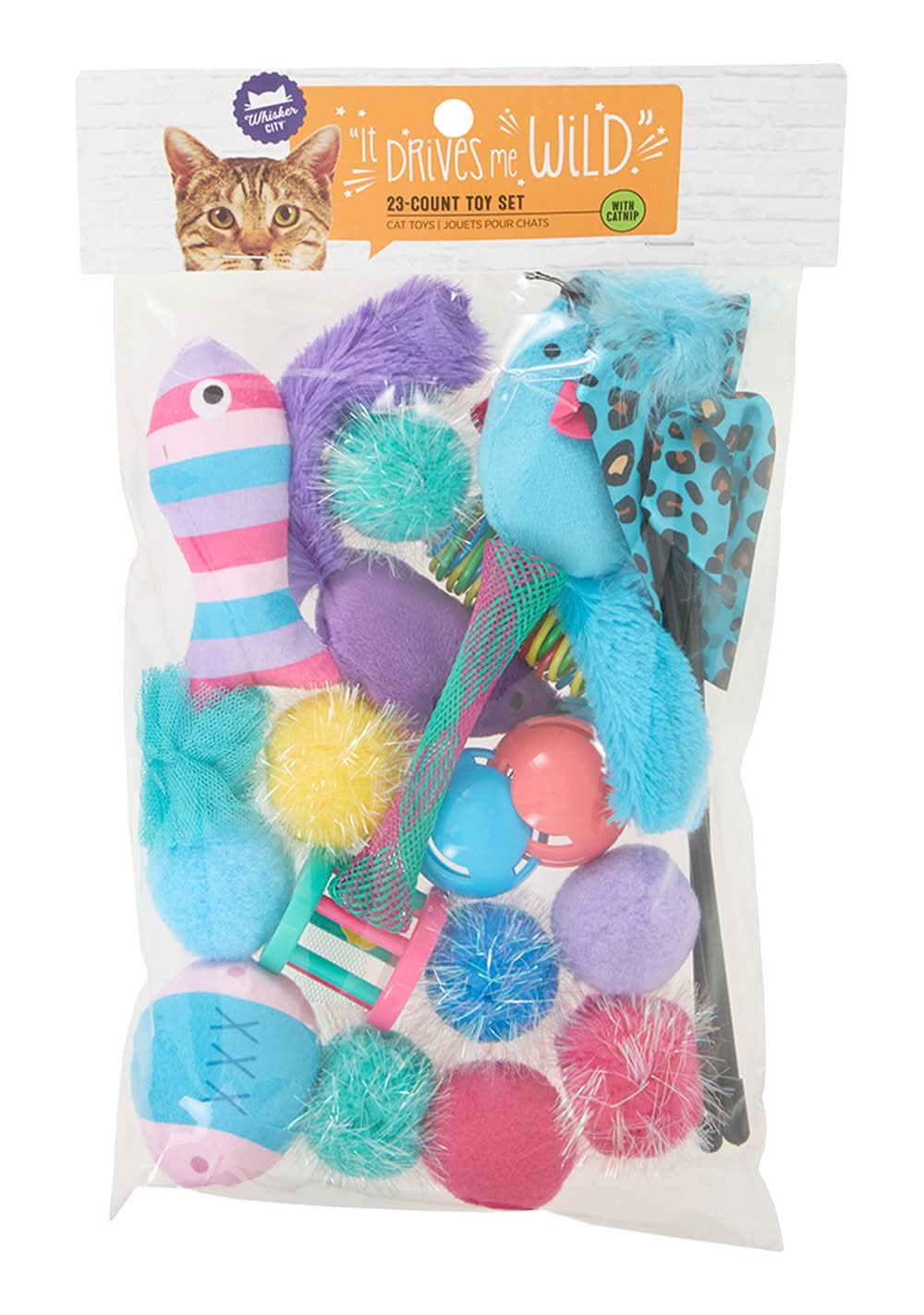 Whisker City® Variety Pack of Cat Toys (Color: Multi Color)