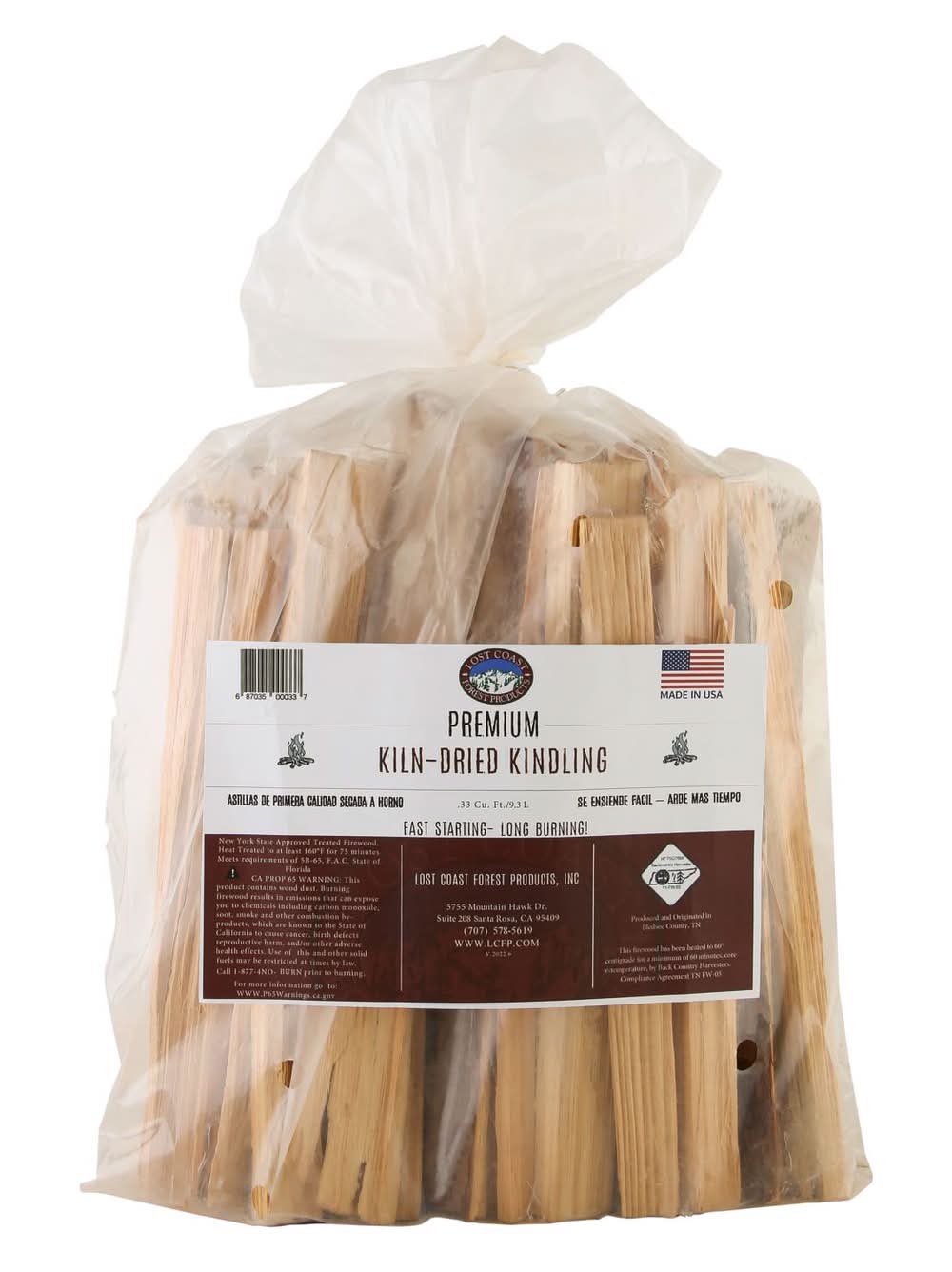 Lost Coast Premium Wood Seasoned Kindling 60 Min 0.33 Cu Ft
