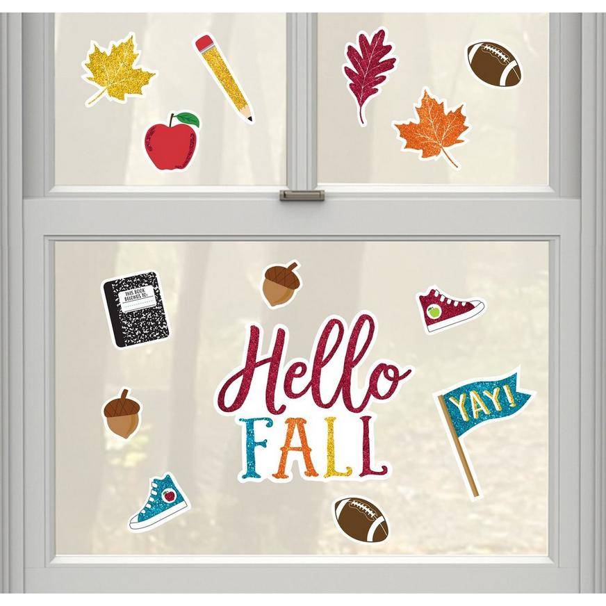 Glitter Hello Fall Cling Decals 16pc