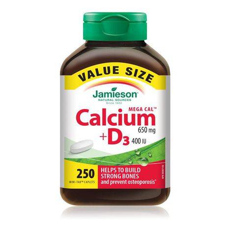 Jamieson Mega Cal Calcium 650 mg + D3 400 Iu Value pack (250 ct)