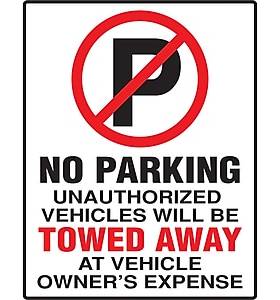 Cosco No Parking Indoor Outdoor Wall Sign 098060, White-Black-Red