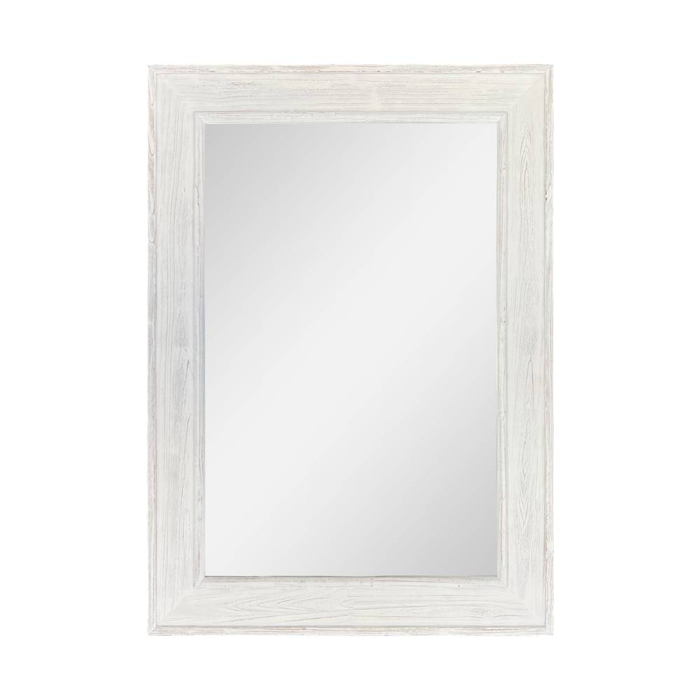 allen + roth 30-in W x 42-in H White Wash Wood Polished Wall Mirror | 353401