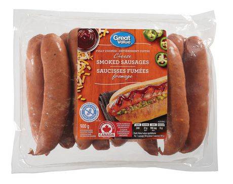 Great Value Cheese Smoked Sausages Fully Cooked (900 g)