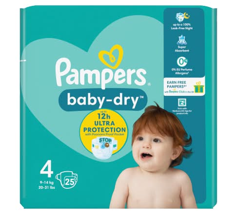 Pampers Stage 4, Baby-Dry Diapers (25 pack)